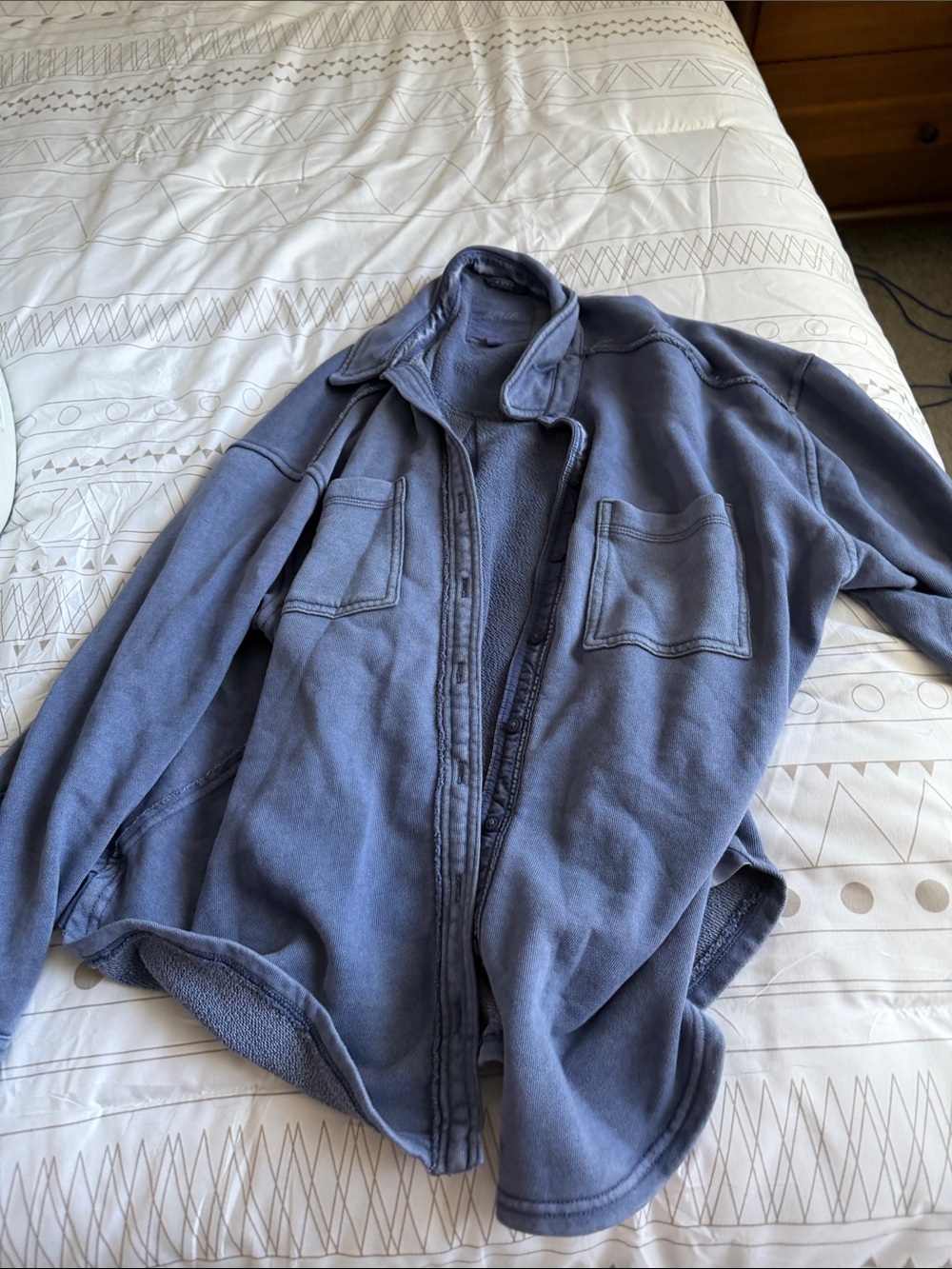 aerie Slate Blue Button-Down Shirt Jacket